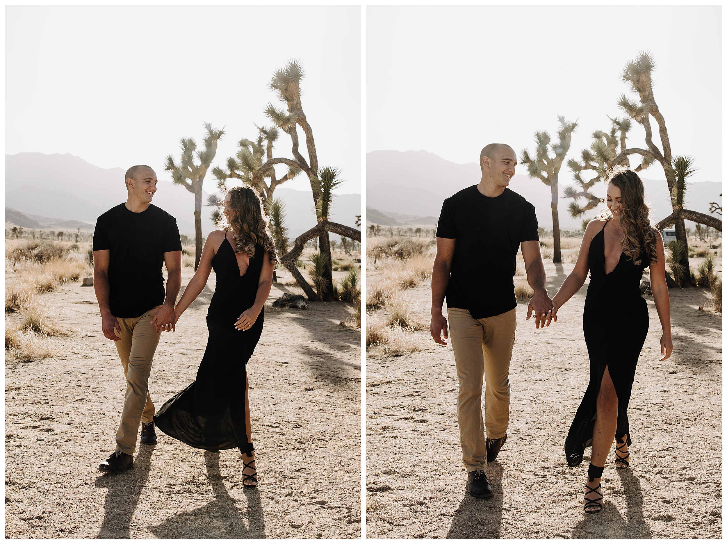 couple walking at joshua tree national park