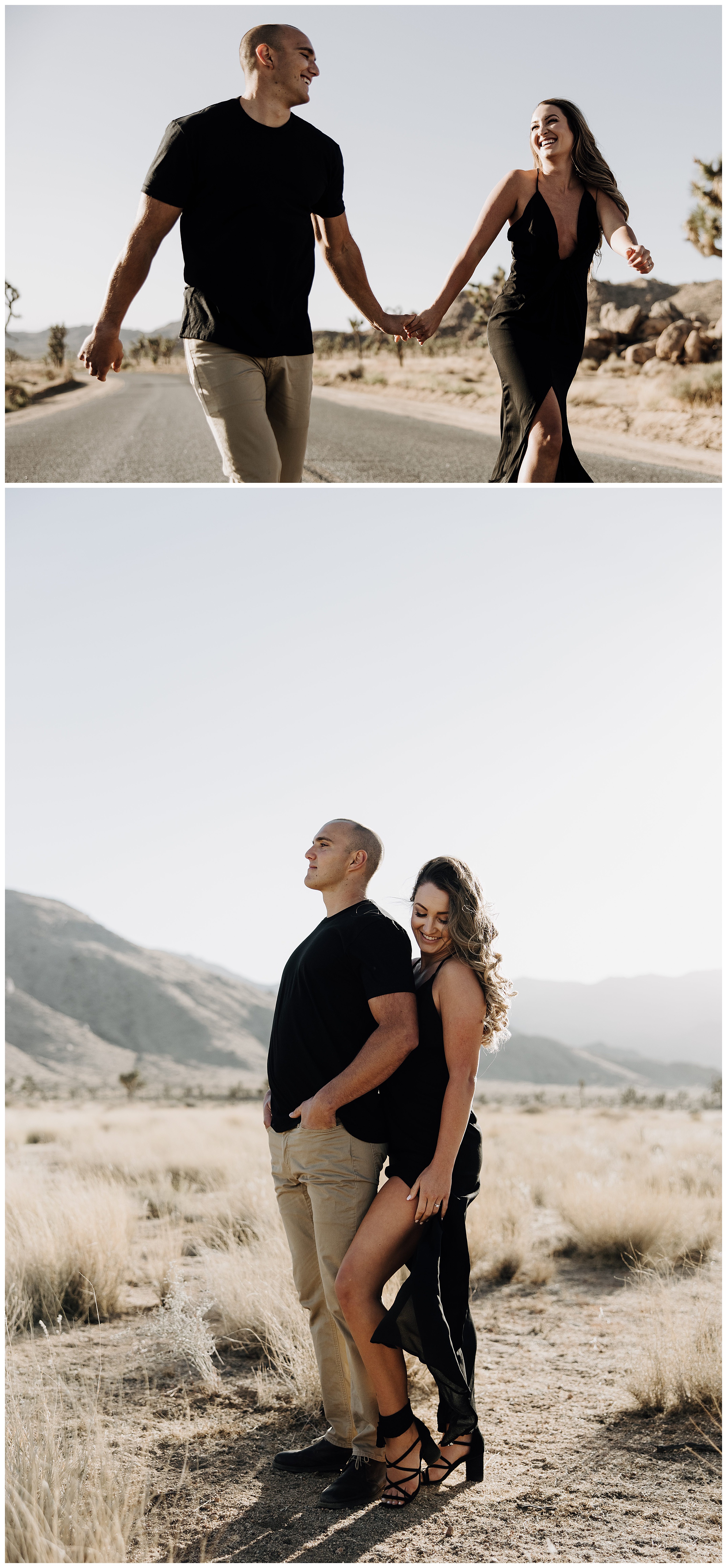 couple holding hands at joshua tree