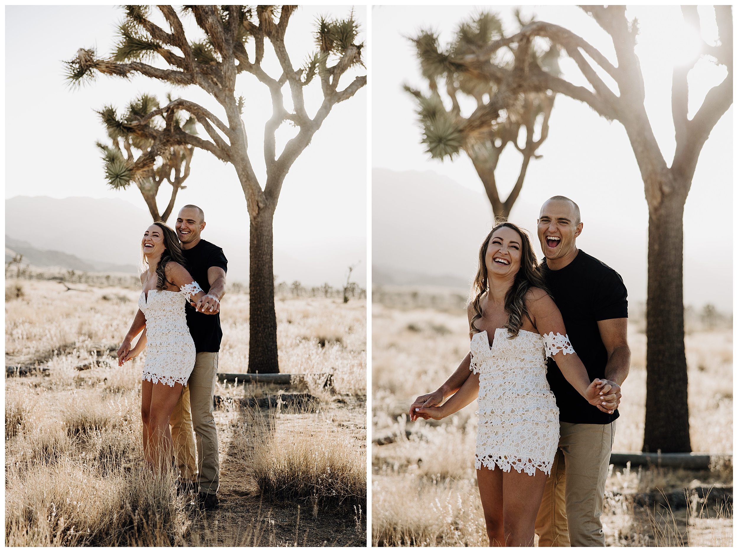 sunset engagement photos at joshua tree