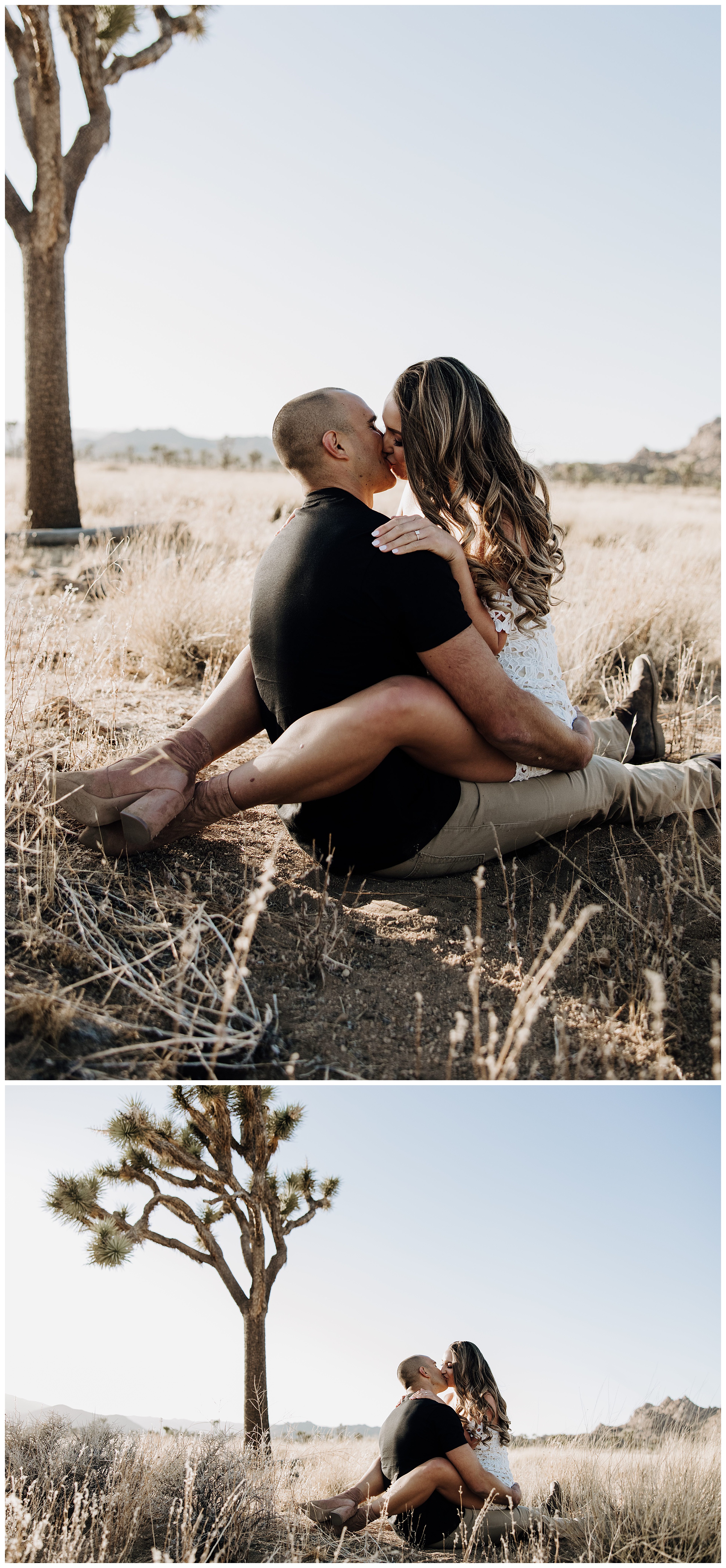 sunset engagement photos at joshua tree