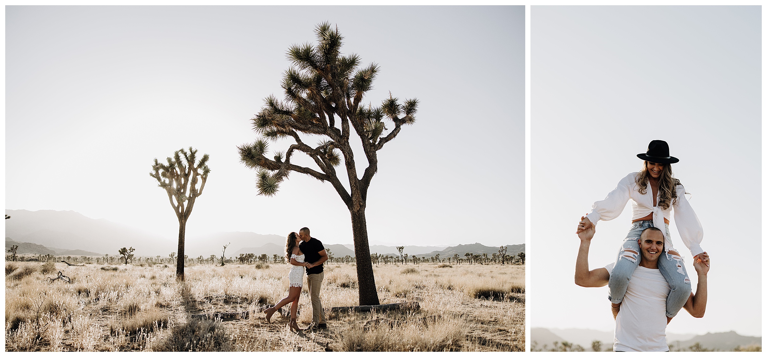 couple kissing at joshua tree