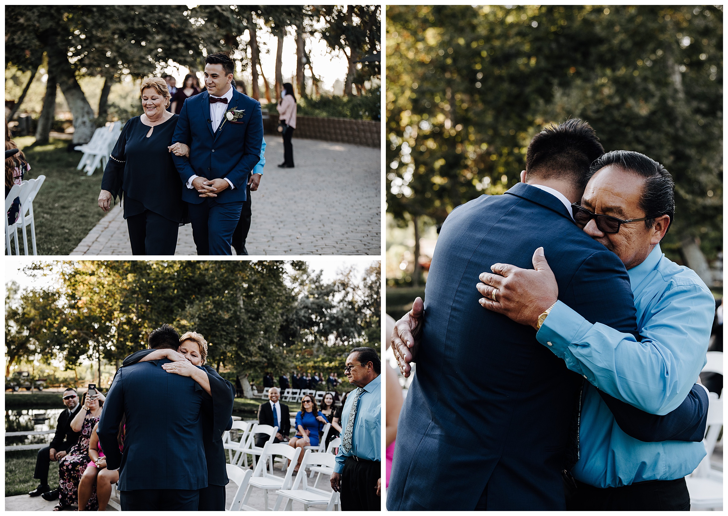 mom walking groom down the aisle