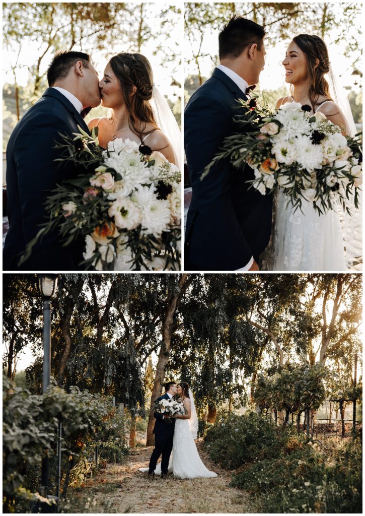 bride and groom kissing