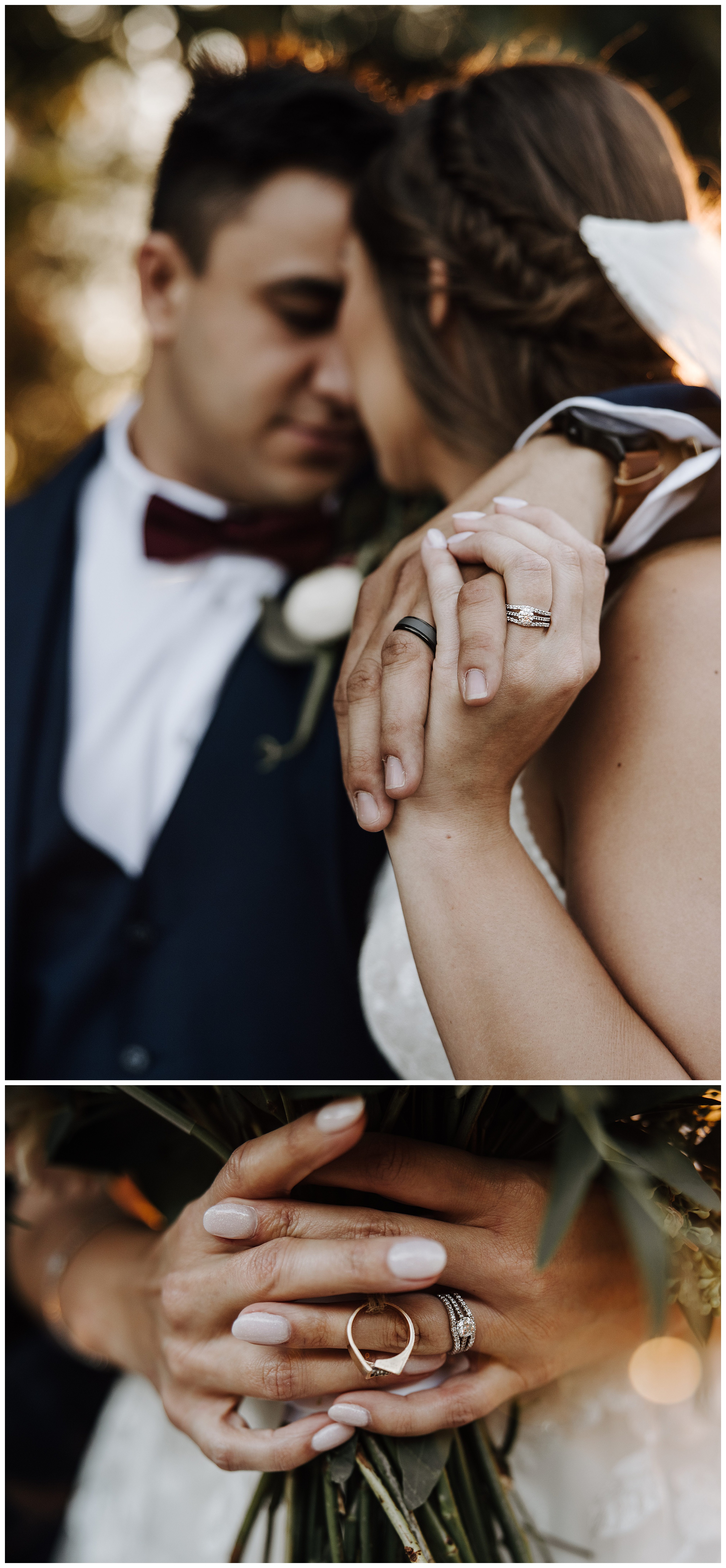 bride and groom holding hands
