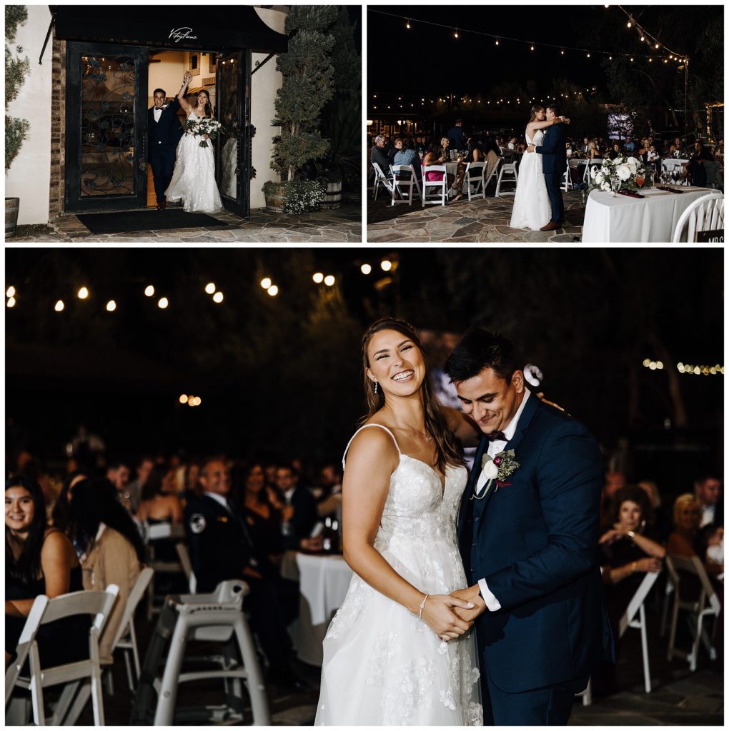 bride and groom dancing