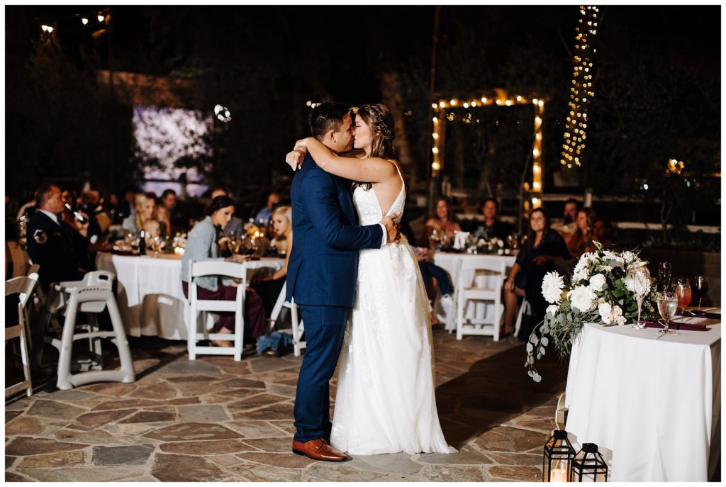 bride and groom dancing