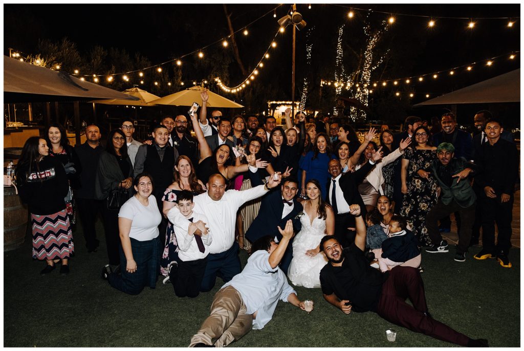 wedding party dancing at night