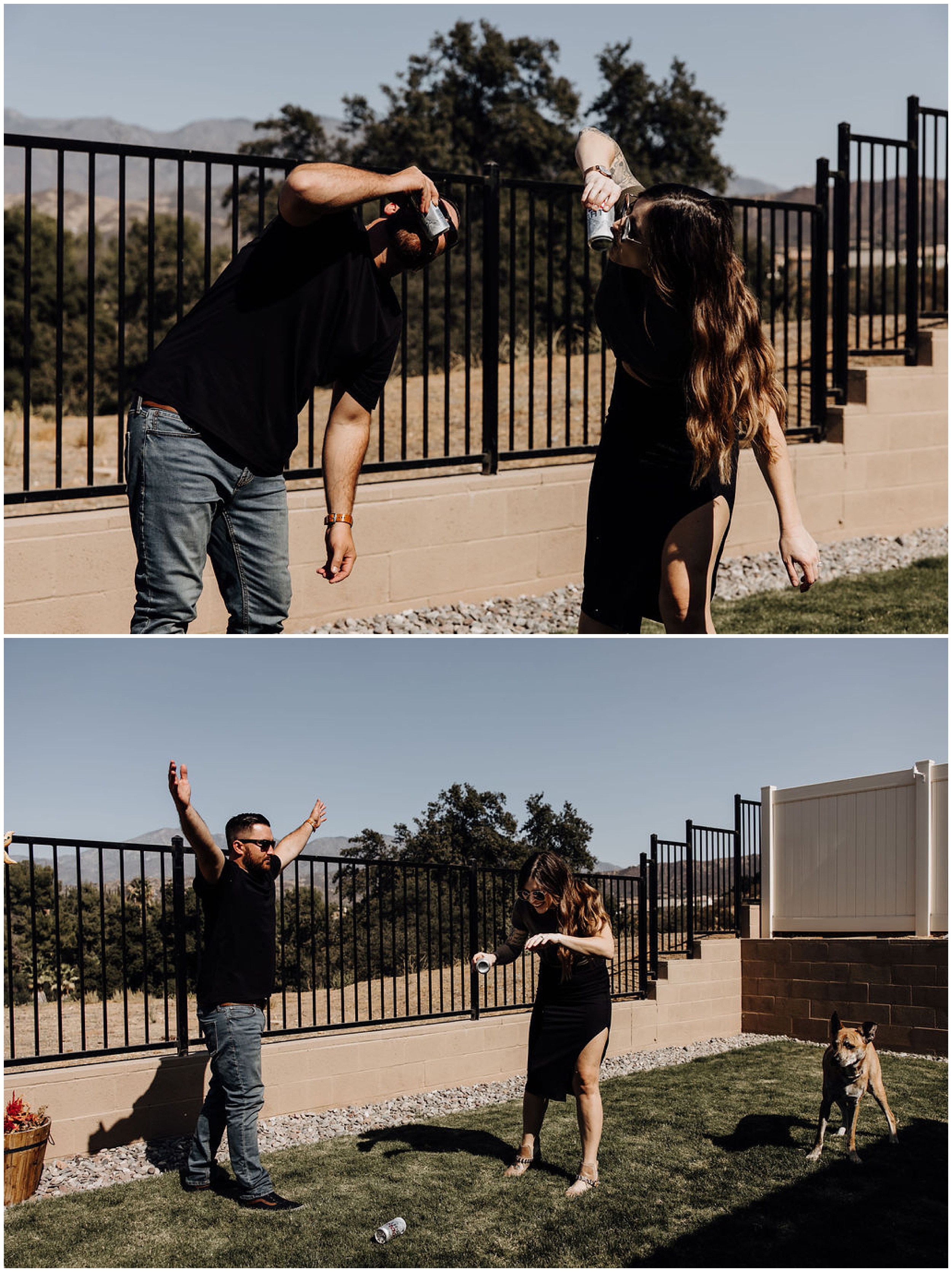 couple shotgunning drinks