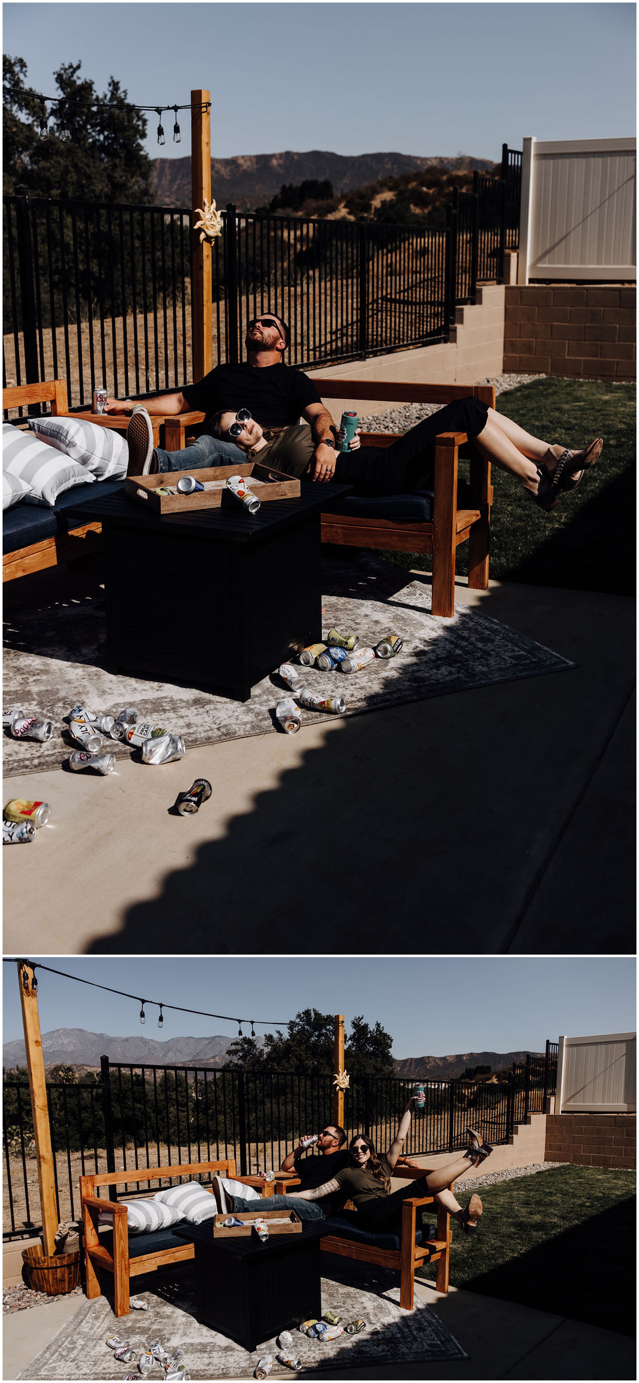 couple sitting on back porch in sunshine