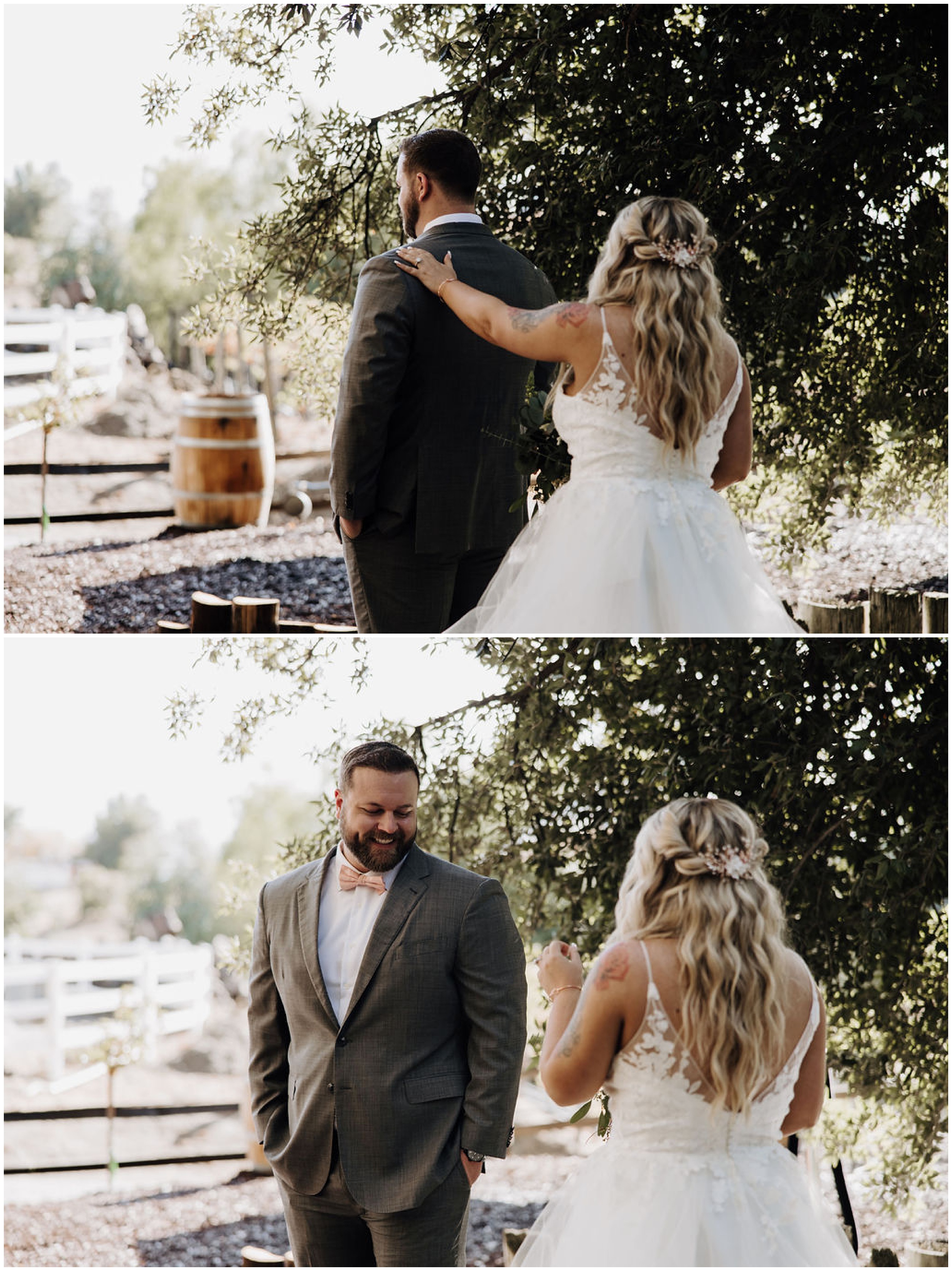 first look with bride and groom