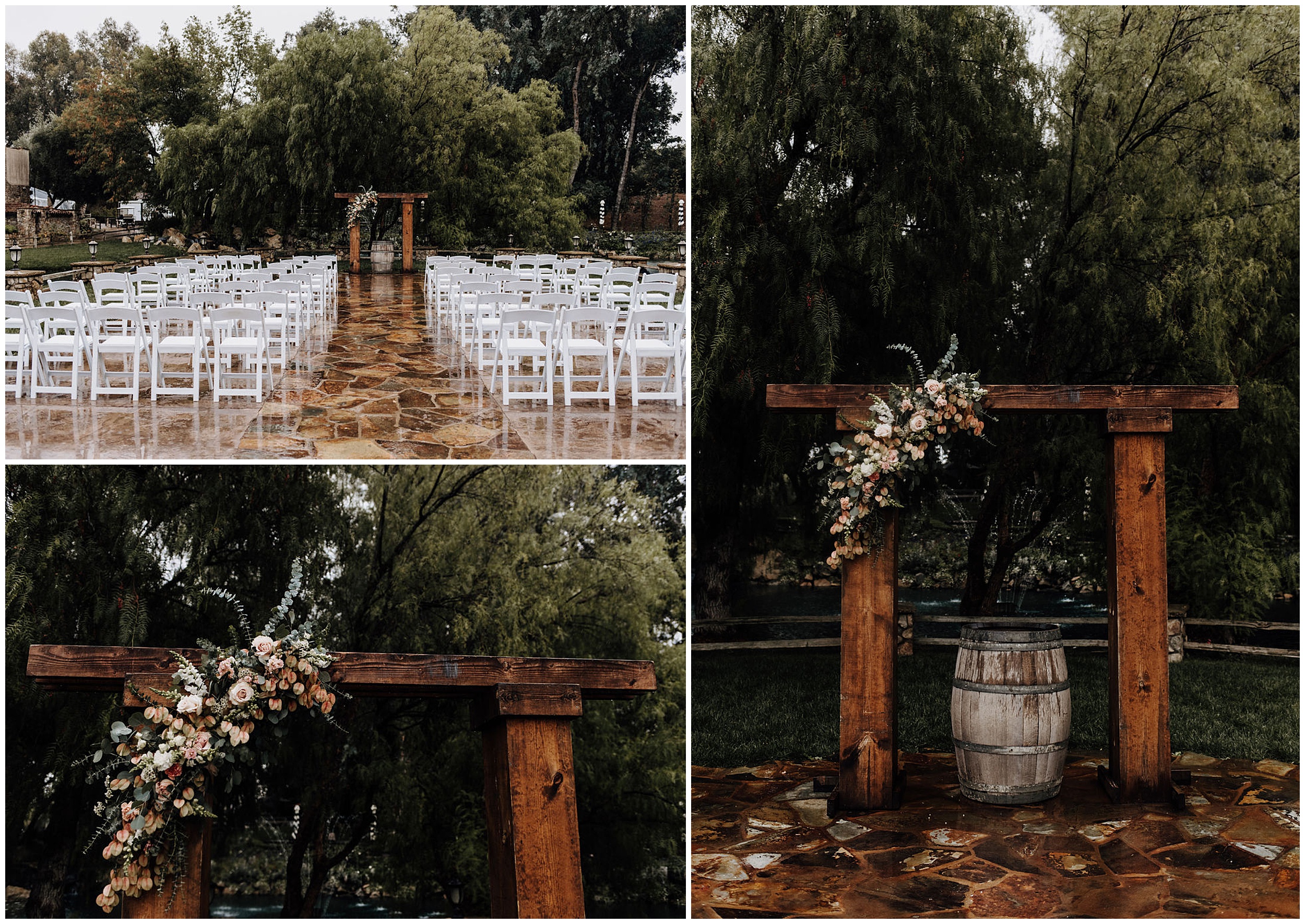 wedding ceremony setup at lake oak meadows