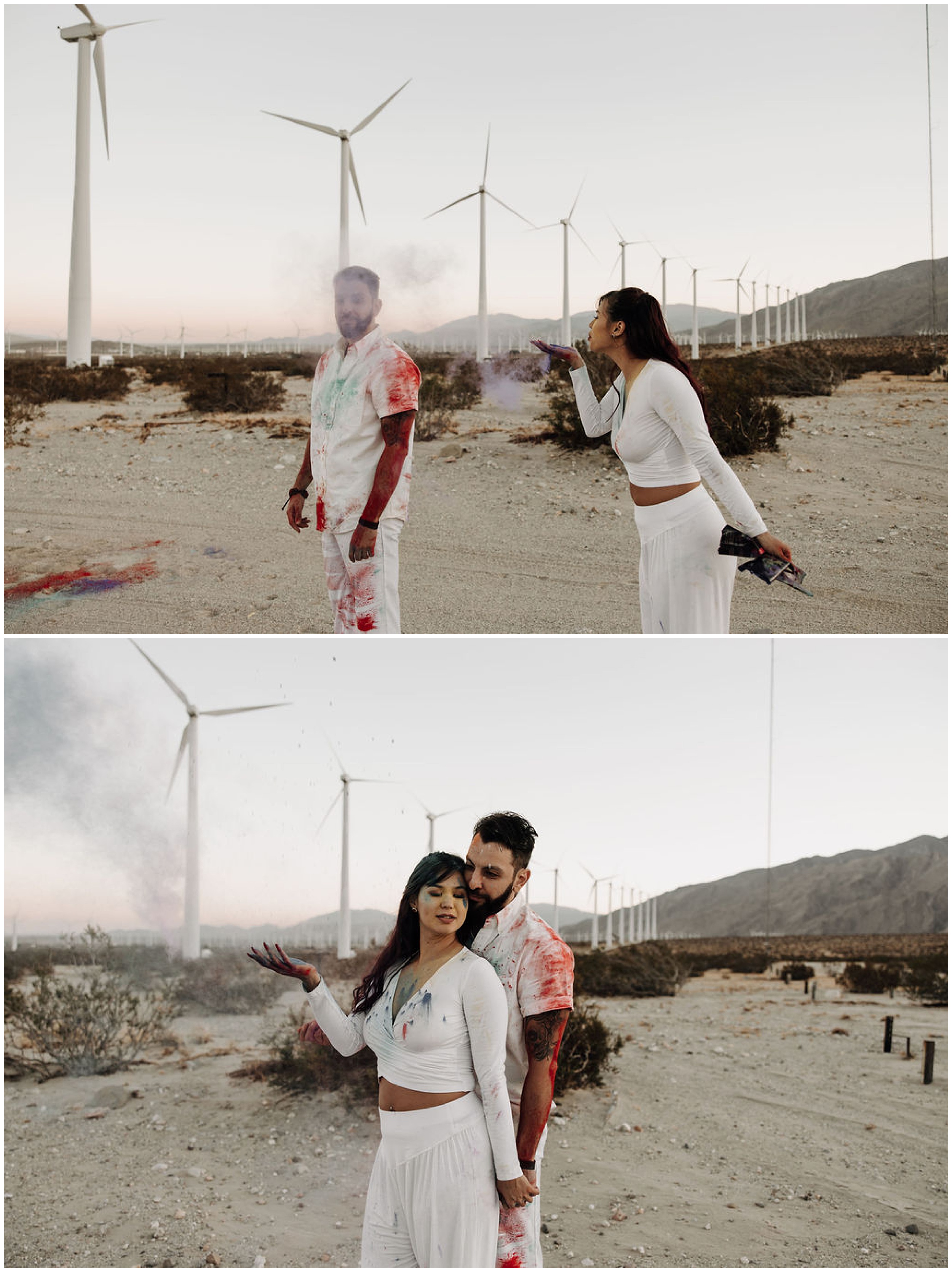 couple playing with colored powder