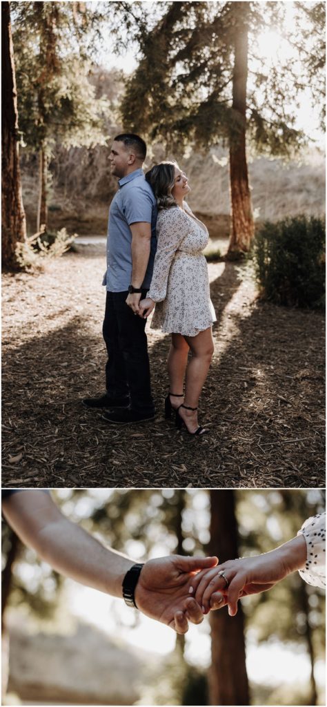 couple holding hands back to back