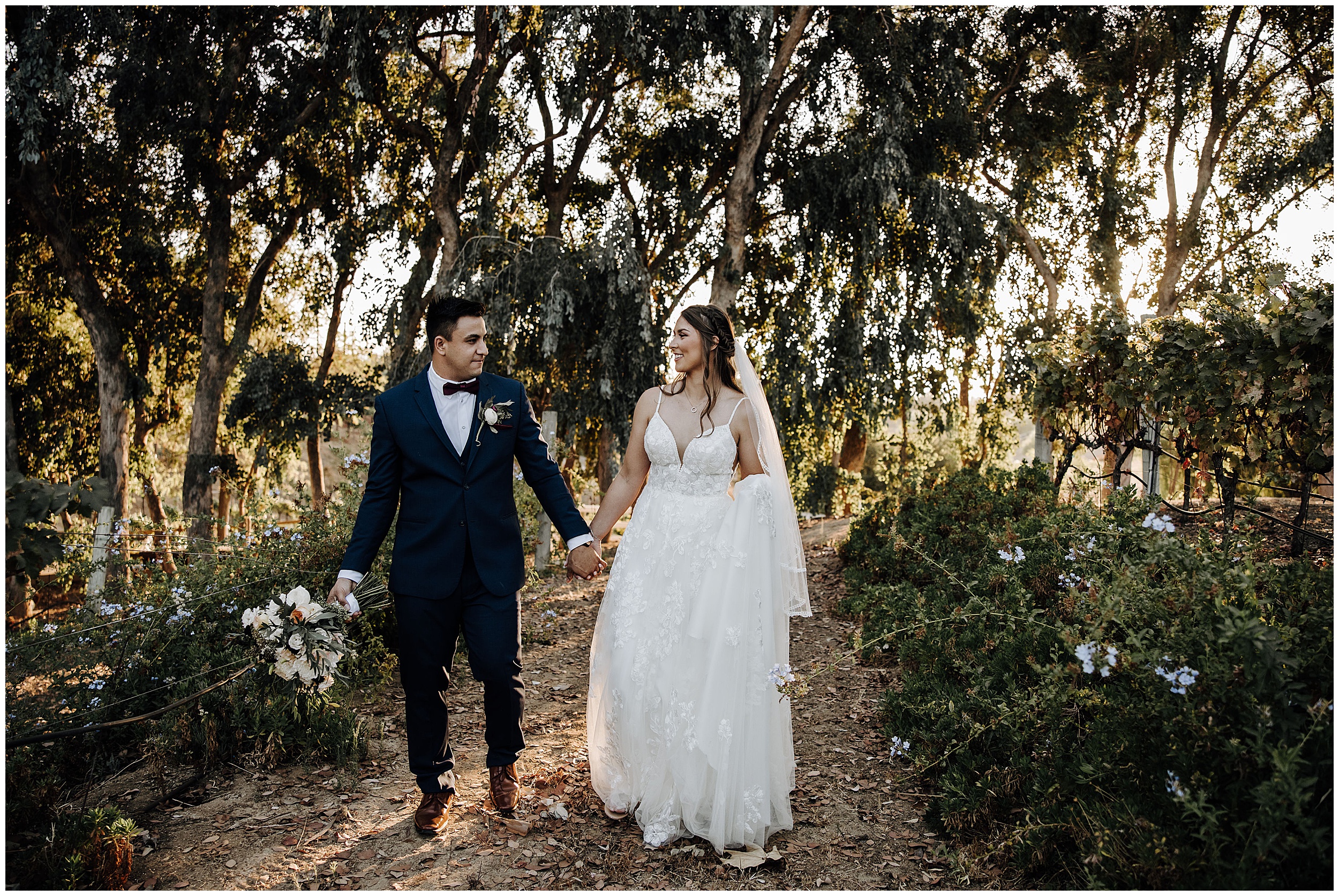 bride and groom walking
