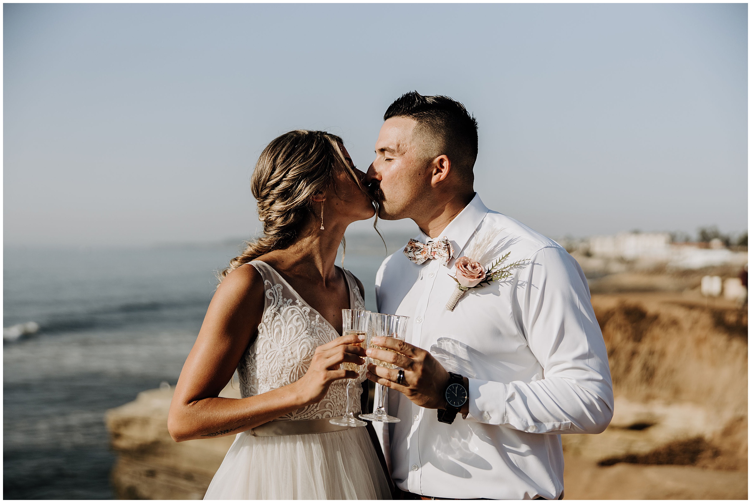 bride and groom kissing