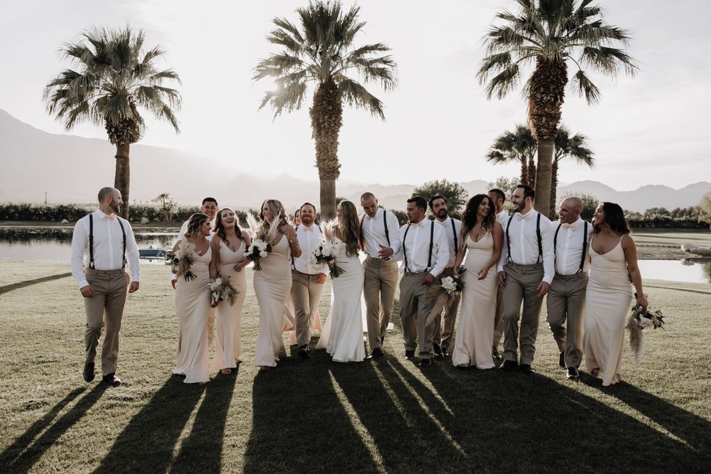 wedding party walking