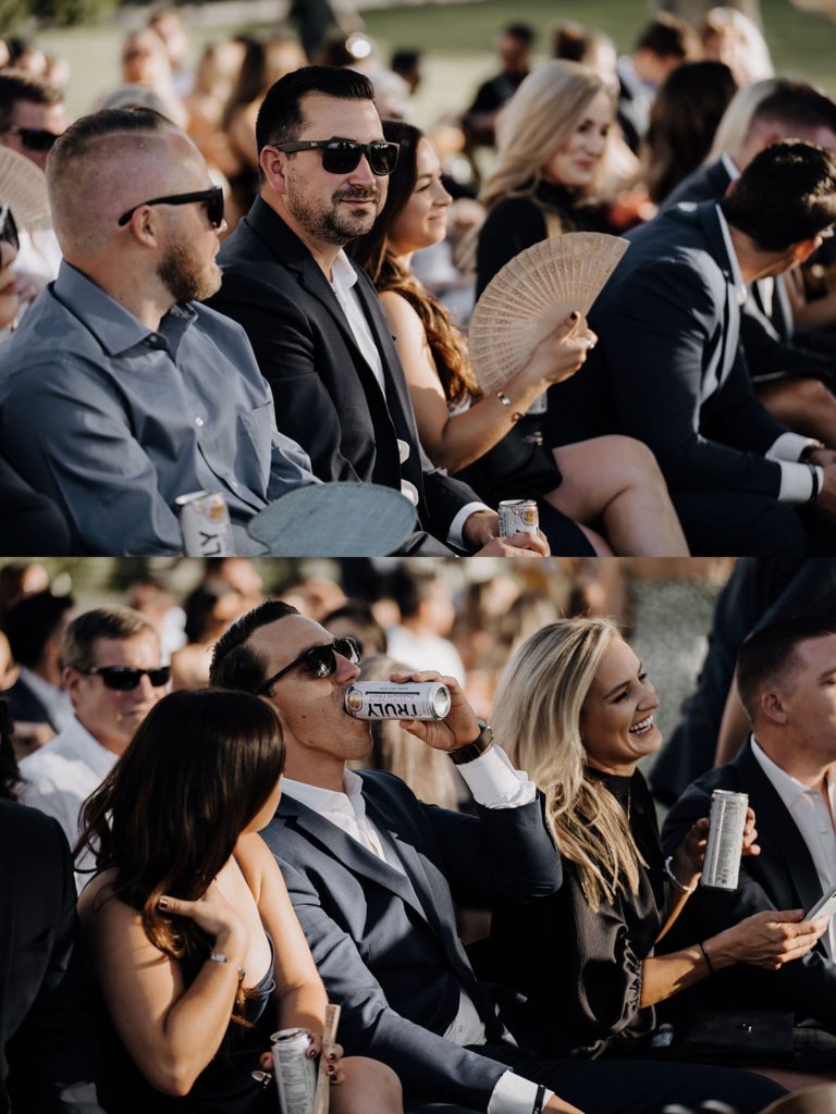 wedding guests drinking truly