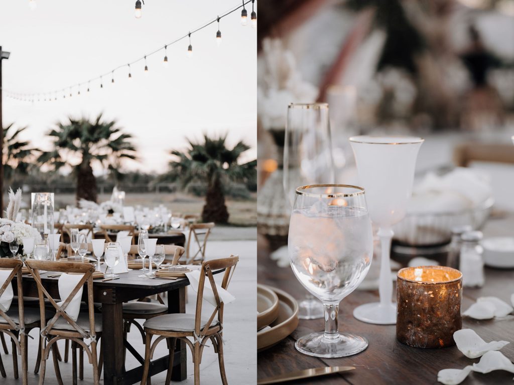 wedding table and glass of water