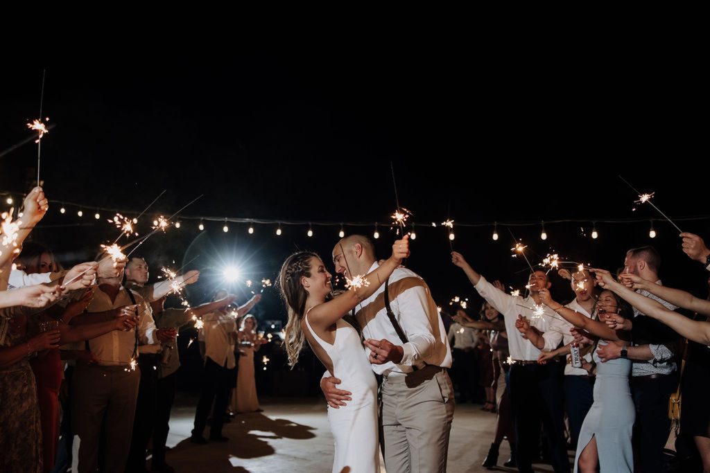 bride and groom exiting wedding