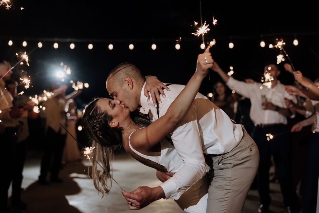 bride and groom exiting wedding