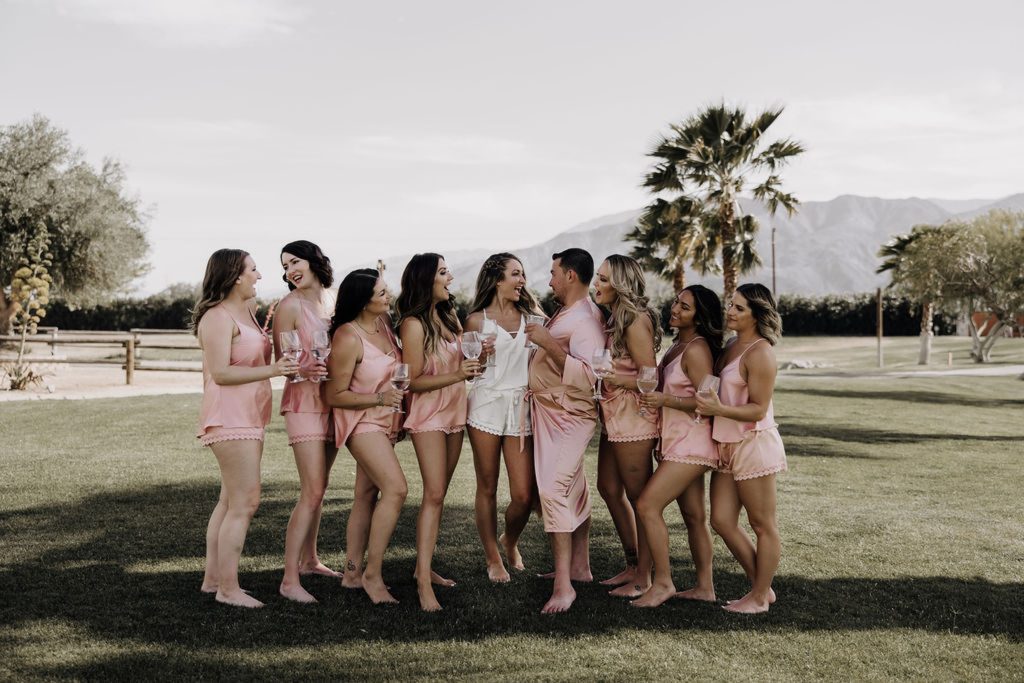 bridal party getting ready