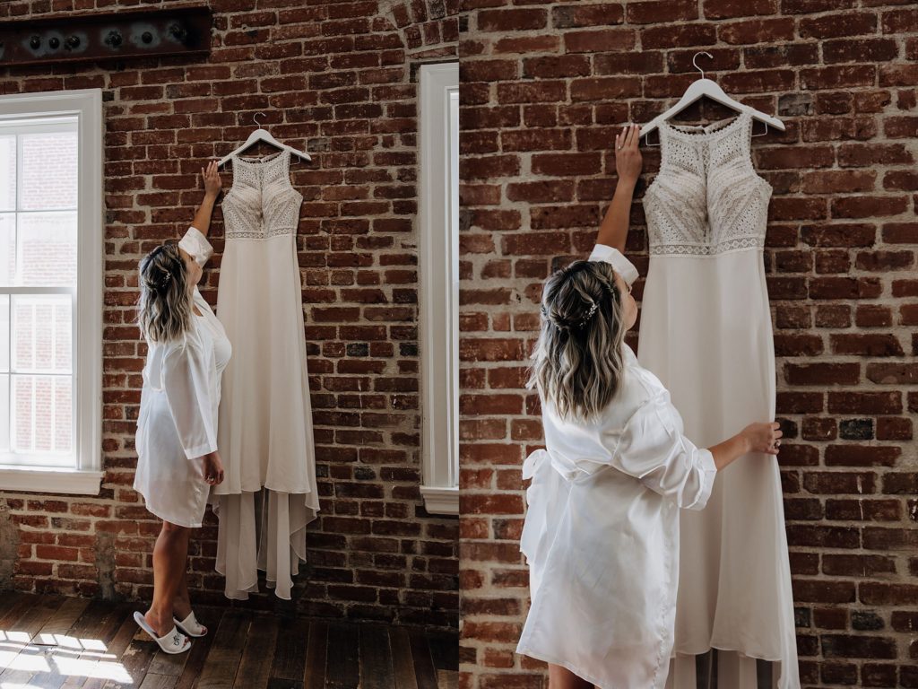 bride touching her gown at the Estate on Second