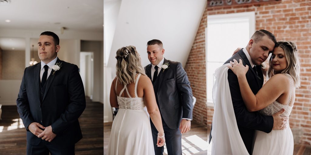 first look with bride and groom