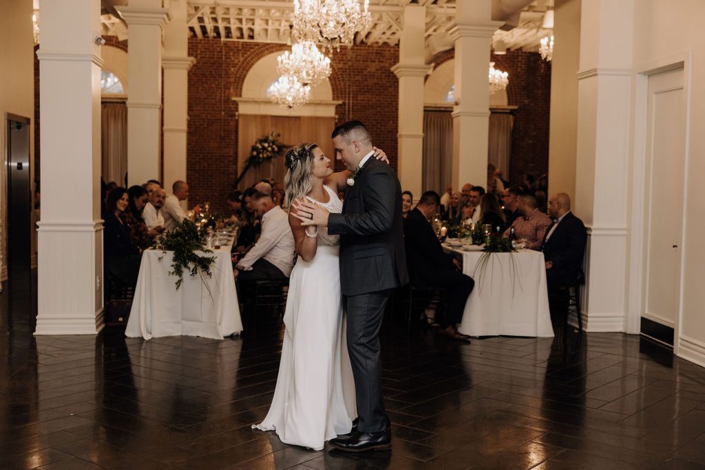 bride and groom first dance at the estate on second